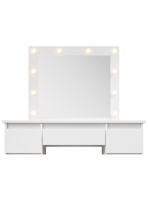 Kozmetický stolík s LED zrkadlom 110x140x40 cm, biely