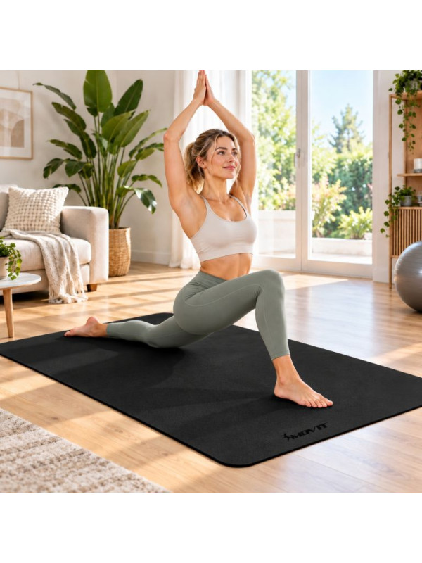 Fitness podložka na jogu, 190 × 100 × 0,6 cm, čierná