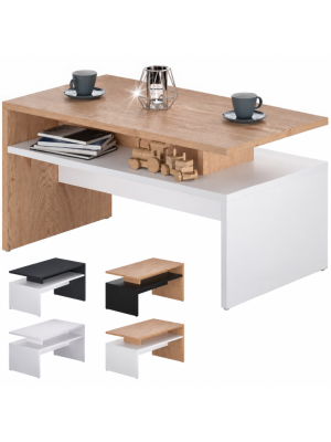Konferenčný stolík, 95x55x50cm, biela / dub sonoma